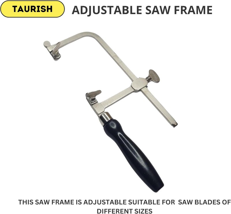 TAURISH German Style Jeweler's Saw Frame with 144 Assorted Blades - Adjustable for Woodworking, Jewelry Making, Craft & Hobby Use - Image 2